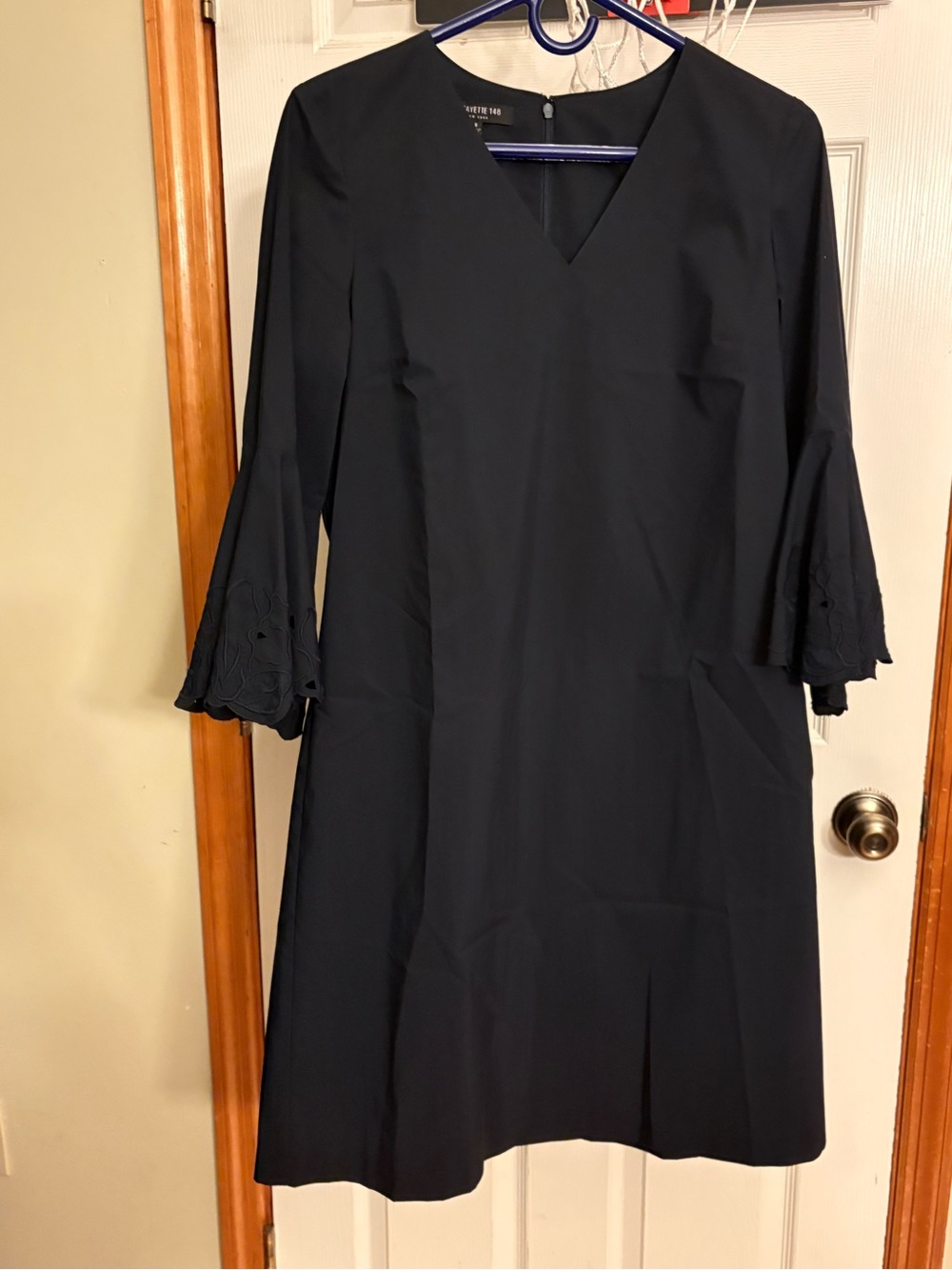 Lafayette 148 New York Black V-Neck Bell Sleeve Dress Size S